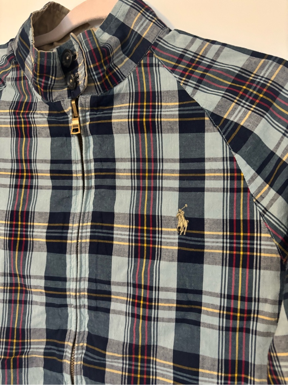 Polo Ralph Lauren Reversible Harrington Jacket Men's M Plaid Khaki Swing Top
